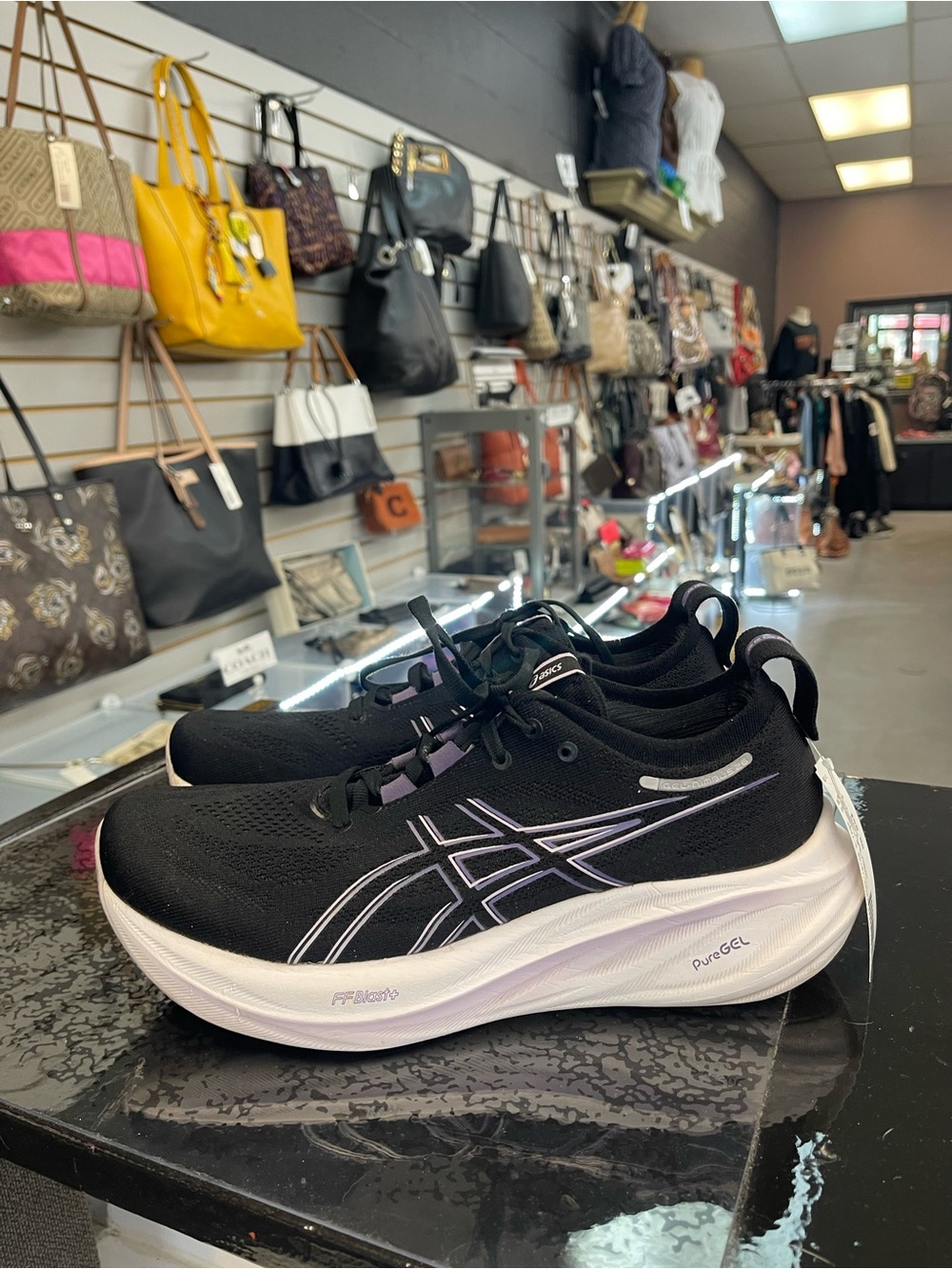 ASICS Women's Black Running Shoes with White Sole